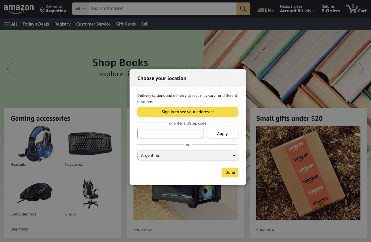 amazon interntional - argentina deliver