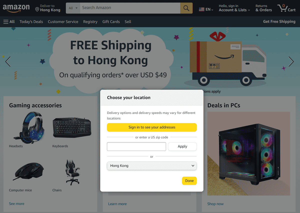 Does Amazon Ship to Hong Kong?